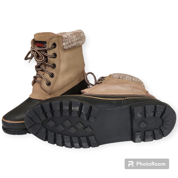 Cherokee Cabincore Duck Boots Brown Lined Steel Shank ThermoLite Snow Boots Sz 8 - Picture 4 of 10